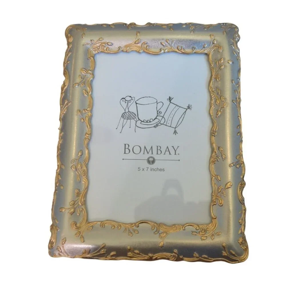 Vintage 2004 Bombay Pewter Gold Ornate Frame in Box 5x7 photo Grandmacore Gift
